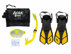 Šnorchlovací set 3 v 1, DĚTSKÝ, ŽLUTÝ, obsahuje masku, ploutve a šnorchl