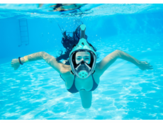 Šnorchlovací maska, tyrkysová, celoobličejová, velikost L/XL