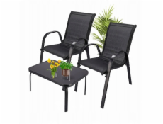 ExtraLink Černý les | Klasická zahradní sada nábytku | textilén, dvě židle + černý stůl