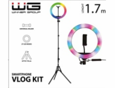 WG - Vlog Kit základní sada pro natáčení video blogů, s RGB LED světlem a tripodem 1,7 metru