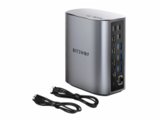 Blitzwolf BW-TH15 17v1 Dokovací stanice 2xHD+DP+4xC+3xUSB 3.0+USB 3.1+C 3.2+C PD+RJ45+micro SD+SD+3,5mm Audio