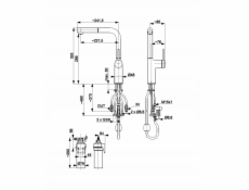 KFA Kuchyňská baterie s funkcí filtrace vody a výsuvným výtokem Duero Pure Move Pull-Out + sada filtrů Profine Lilac S, kartáčované růžové zlato 6623-425-34