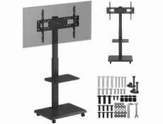 Ergo Office TV stolek/vozík Ergo-Office, max. nosnost 50 kg / police 5 kg, max. VESA 600x400, vestavěný prodlužovací kabel, černý, ER-304 B