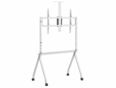 Maclean TV stolek/vozík, police na kameru, na kolečkách, 55-100, maximální nosnost 120 kg/10 kg police, max. VESA 900x600, bílý, M