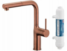 KFA Kuchyňská baterie s funkcí filtrace vody a výsuvným výtokem Duero Pure Move Pull-Out + filtr Hydro+, kartáčované růžové zlato 6623-422-34