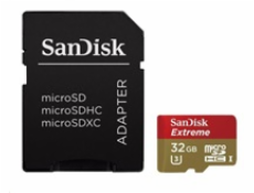 SanDisk microSDHC 32 GB Extreme, 90MB/s, UHS-I, class 10/U3 + adaptér, pro akční kamery SanDisk microSDHC 32 GB Extreme, 90MB/s, UHS-I, class 10/U3 + adaptér, pro akční kamery