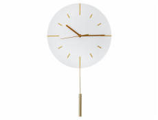 PLATINET NÁSTĚNNÉ KULATÉ HODINY LARK WHITE, tichý mechanismus, stylové kyvadlo 