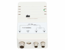 Nedis SAMP42222WT - Anténní zesilovač CATV | Zesílení: 25 dB | 47 - 694 MHz| Počet výstupů: 2 | Ovládání zesílení | Bílá