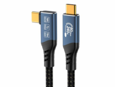 PremiumCord USB4™ Version2.0 80Gbps 16K@60Hz 240W Thunderbolt 3 a 4 kabel zahnutý 1m