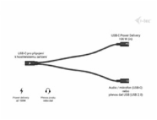 i-tec přípojný kabel USB-C Splitter Audio/Data, Power Delivery 100W