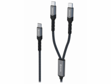 Swissten nabíjecí kabel 2v1 100w USB-C / 2x USB-C 1,5 m černý