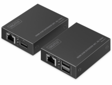 Digitus HDMI 4K/30Hz kroucená dvoulinka extender (prodlužovač) kat.6 s KVM USB 1.1 až 40m/70m, max. 253 přijímačů, IR ovládání - sada (přijímač/vysílač)