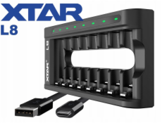 Inteligentní nabíječka baterií AA/AAA 1,5 V a 1,2 V – 8 kanálů