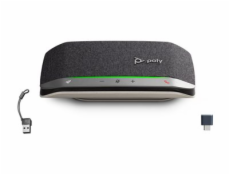 Poly Sync 20+ - Chytrý telefon - Bluetooth - kabelové, bezdrátový - USB-A - stríbrná, cerná - certifikováno pro Microsoft Teams, certifikováno pro Zoom