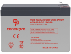 Baterie Conexpro AGM-12-9-DP VRLA AGM 12V/9Ah, F2, Deep cycle, živ. 10 let