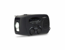 NEDIS přenosné nouzové rádio/ napájení z USB/ baterie 2000mAh/ AM/ FM/ funkce powerbanky/ USB-C/ černé