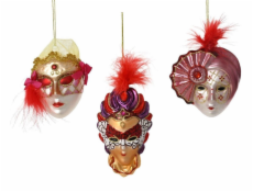 Vánoční hračka Maska na stromeček, 10 cm, sklo