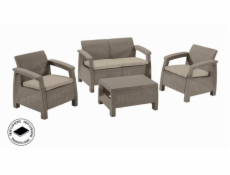 Zahradní nábytek Keter Corfu set dvousedačka + dvě křesla + stůl cappuccino, poškozený obal