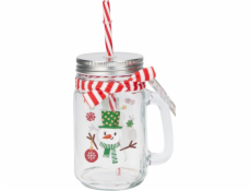 Sklenice s brčkem, plastová, 0,450 l