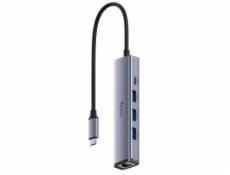 Cudy UH605 rozbočovač rozhraní USB 3.2 Gen 1 (3.1 Gen 1) Type-C 5000 Mbit/s Šedá, Stříbrná