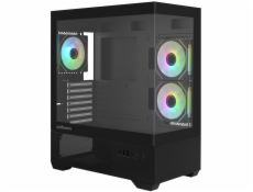 Zalman skříň Chronix / midT / 3x120mm ARGB fan / USB 2.0 / USB 3.0 / USB-C / panoramatická / černá