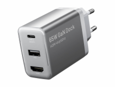 Vention FJAH0-EU USB(C+A)+HDMI GaN mains charger (60W/5W/4K@60Hz) (grey)