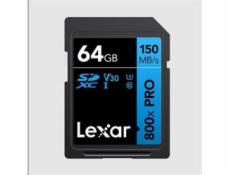 Lexar paměťová karta SD 64GB High-Performance 800x PRO (BLUE Series) SDXC UHS-I až 150MB/s