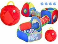 LeanToys Velký stan na hřiště pro děti Tunely Bazén s míčky Tracza Barevný