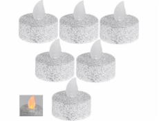 Svíčka čajová LED stříbrná 6 ks