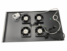 XtendLan Ventilace pro stojanové rozvadeče ECO hloubky 1000mm, 4x ventilátor s termostatem, černá
