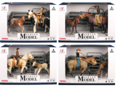 Zvířátka z farmy - Set koně s jezdcem a hříbátkem 4 druhy