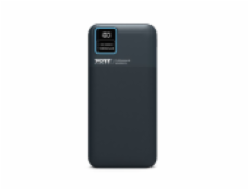 PORT CONNECT powerbanka 10 000 mAh, LCD displej, USB-A QC / USB-C / Micro USB, černá