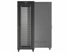 19palcová černá stojící racková skříň 47U 800x1200 s perforovanými dvířky, LCD (ploché balení) V2