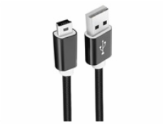 WG - Datový kabel USB Mini-B (5 pins)-USB-A / 1m / nylon braided / black