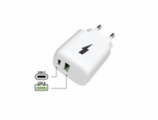 WG - Síťová nabíječka 2x USB, 1x USB-C PD PPS 3.0 30W + 1x USB-A QC4 18W, white