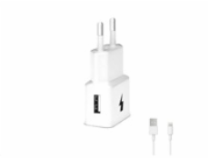 WG - Síťová nabíječka 1x USB-A, Quick Charge 3.0, 5V-9V-12V, kabel USB-A na Lightning, bílá