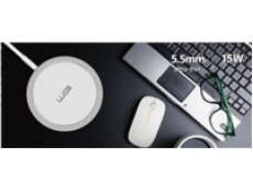 WG - Bezdrátová nabíječka FAST MAGNET 15W, kulatá, bílá
