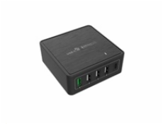 WG - Síťová nabíječka 5x USB 60W, 1x USB-A QC 3.0 + 3x USB-A Smart IC + 1x USB-C PD, černá