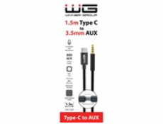 WG - Kabel Type-C (male) na AUX 3,5mm jack (male), 1,5metru, DAC chip, černá
