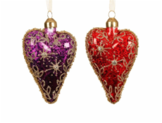 Vánoční hračka na stromeček Srdce, 10 cm, sklo