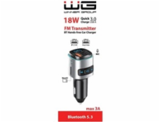 WG - Nabíječka do auta, Transmitter FM, QC 3.0, stříbrná