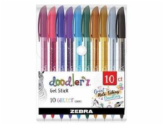 Sada gelových per  Doodler z Glitter , 10 třpytivých barev, 0,33 mm, ZEBRA 02619
