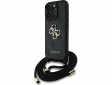 Guess Pouzdro 4G Big Logo Cord Stap Crossbody pro iPhone 16 Pro Max černé