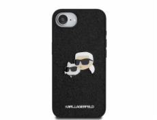Karl Lagerfeld Fixed Glitter Metal Pin Case Karl&Choupette Heads pro iPhone 16e Black