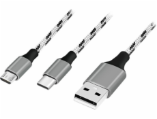 LogiLink Kabel USB 2.0 A/M na micro USB + USB-C, 1,2 m