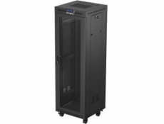 Lanberg 19palcová stojící racková skříň 37U 600x600 s perforovanými dvířky, LCD, černá (ploché balení)