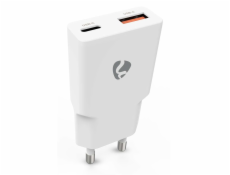 NEDIS síťová nabíječka/ 20 W/ PD 3.0/ rychlé nabíjení/ 1.5 / 2.0 / 2.22 / 3.0 A/ USB-A/ USB-C/ bílá