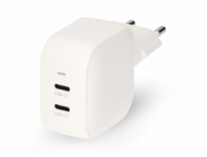 NEDIS síťová nabíječka/ 35 W/ PD 3.0/ rychlé nabíjení/ 1.75 / 2.33 / 2.92 / 3.0 A/ 2x USB-C/ bílá