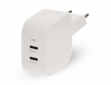 NEDIS síťová nabíječka/ 45 W/ PD 3.0/ rychlé nabíjení/ 2.25 / 3.0 A/ 2x USB-C/ bílá