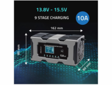  Mikroprocesorová nabíječka 12V 10A | Usměrňovač s funkcí opravy pro AGM GEL LiFePO4 baterie | LCD